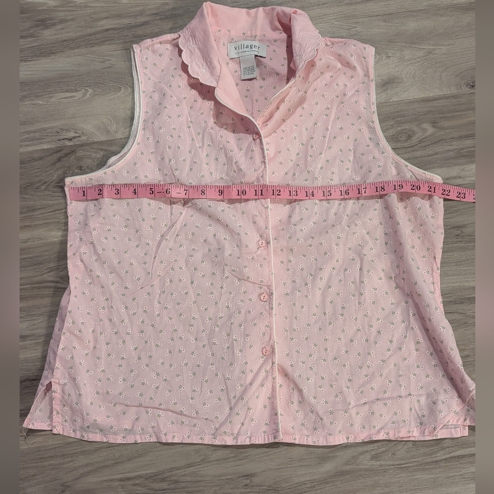 Villager by Liz Claiborne 100% Cotton Pajama Set Tank Top and Shorts Cottagecore - Picture 5 of 10